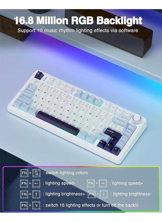 AULA F75 wireless Mechanical Keyboard,Gamer keyboard Customized Hot-Swap 75% Layout,OEM Profile Gasket Structure,TTC Crescent Axis - Image 5